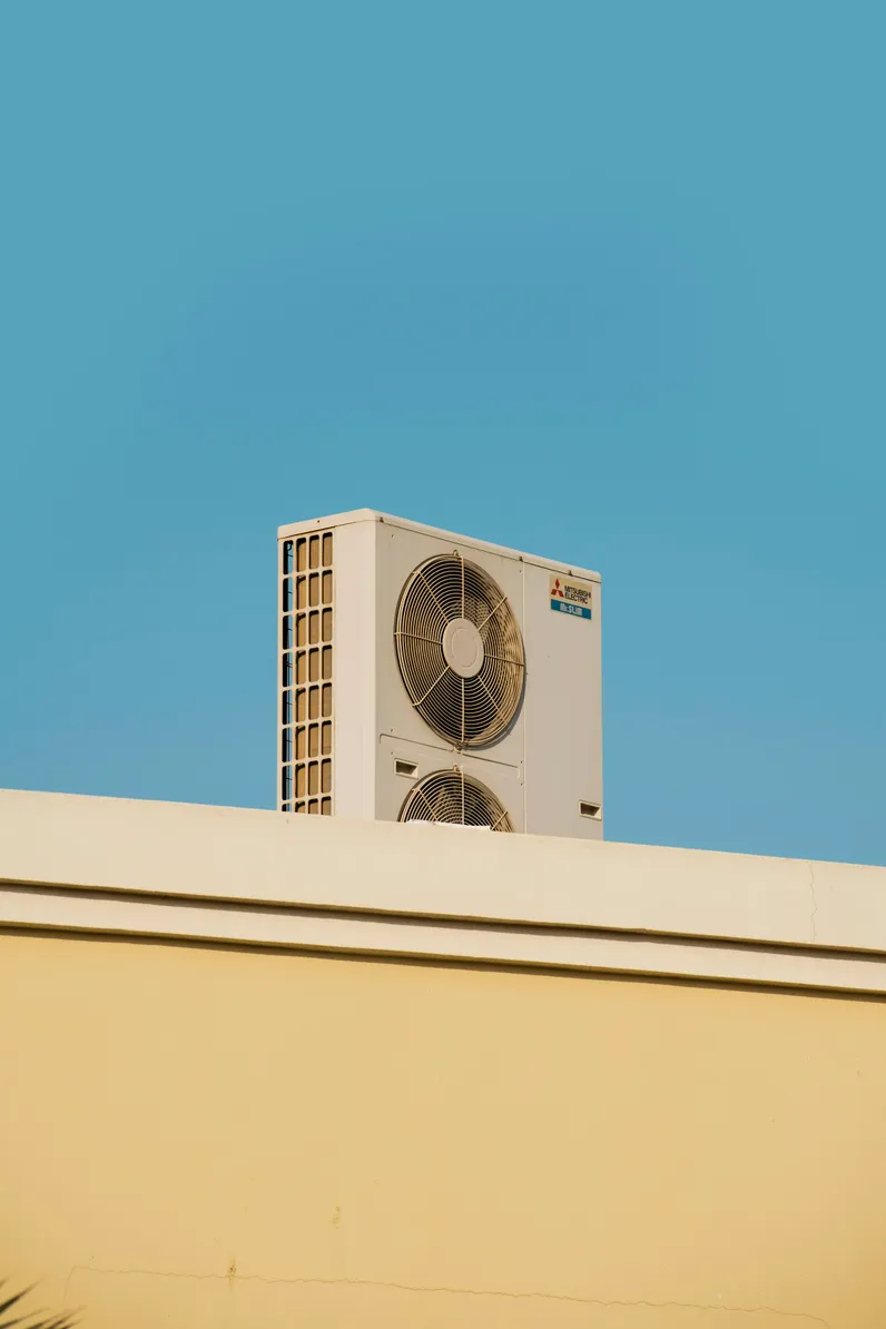 Air conditioning outdoor unit on a rooftop